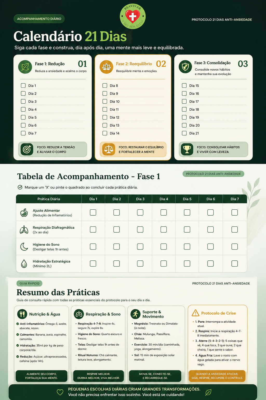 Checklist de 21 dias para acompanhar o Protocolo 21 Dias